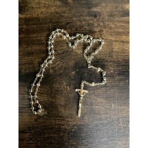 Vintage Italian Two Tone Rosary Beads O.L. of the Snows Medal Gold Silver Italy